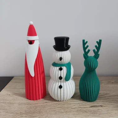 Zestaw ozdób świątecznych, Mikołaj, Bałwanek i Renifer