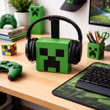 Creeper z Minecraft, lampka nocna i stojak na słuchawki 2w1 Mała